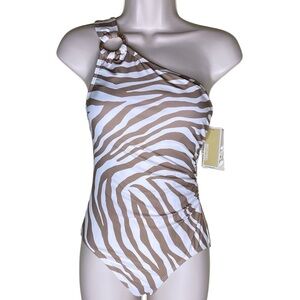 Michael Kors Tiger Animal Print One Piece Swimsuit Nwt Size 6